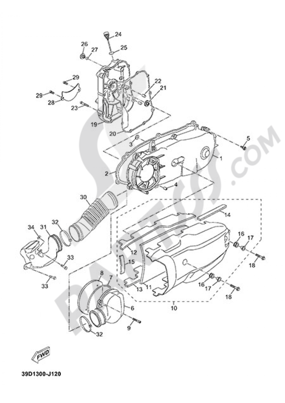 CRANKCASE COVER 1 Yamaha X-Max 125 2013