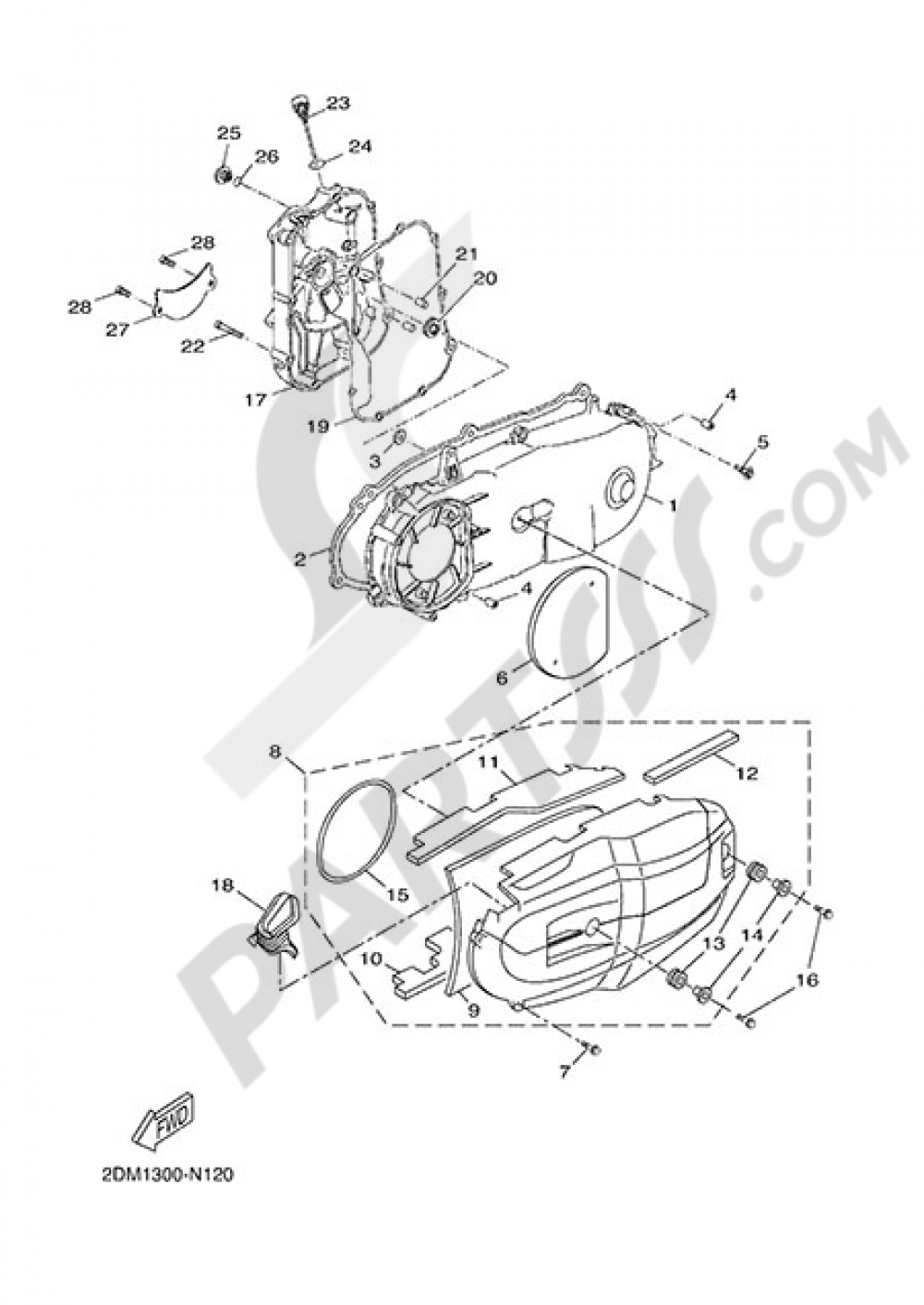 CRANKCASE COVER 1 Yamaha X-Max 125 MOMO 2015