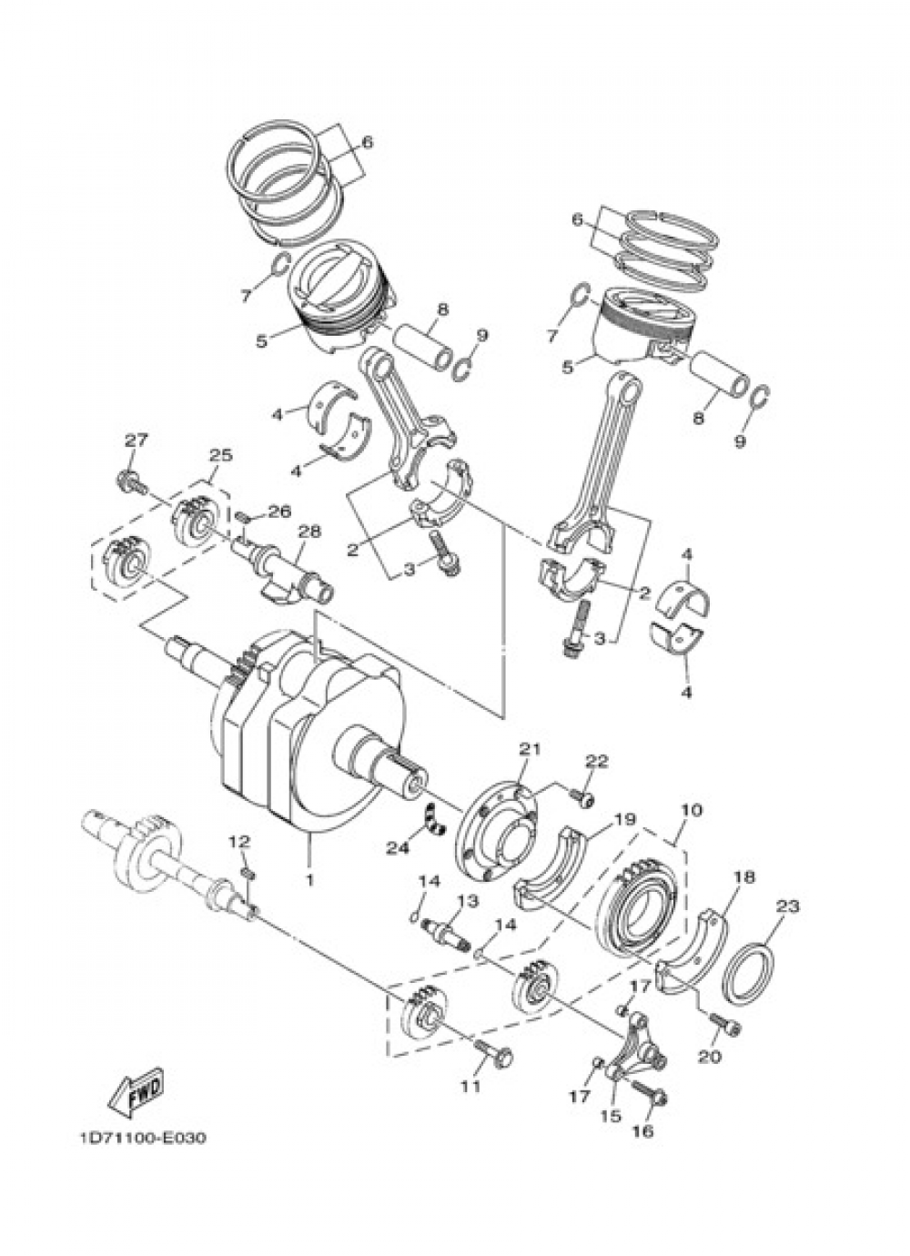 CRANKSHAFT & PISTON Yamaha XV1900A Midnight Star 2006