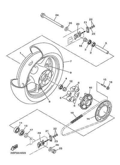 Yamaha XJ6 Diversion 2014 REAR WHEEL