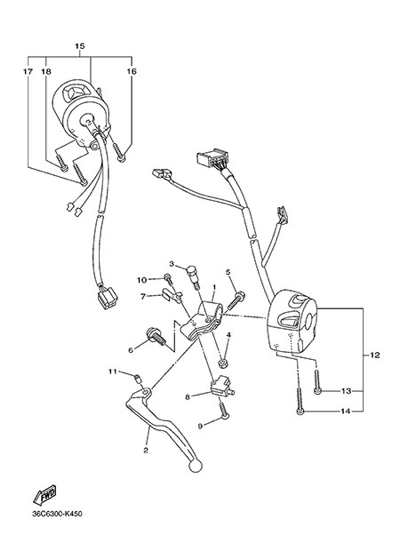 Yamaha XJ6 Diversion 2014 HANDLEBAR SWITCH AND LEVER