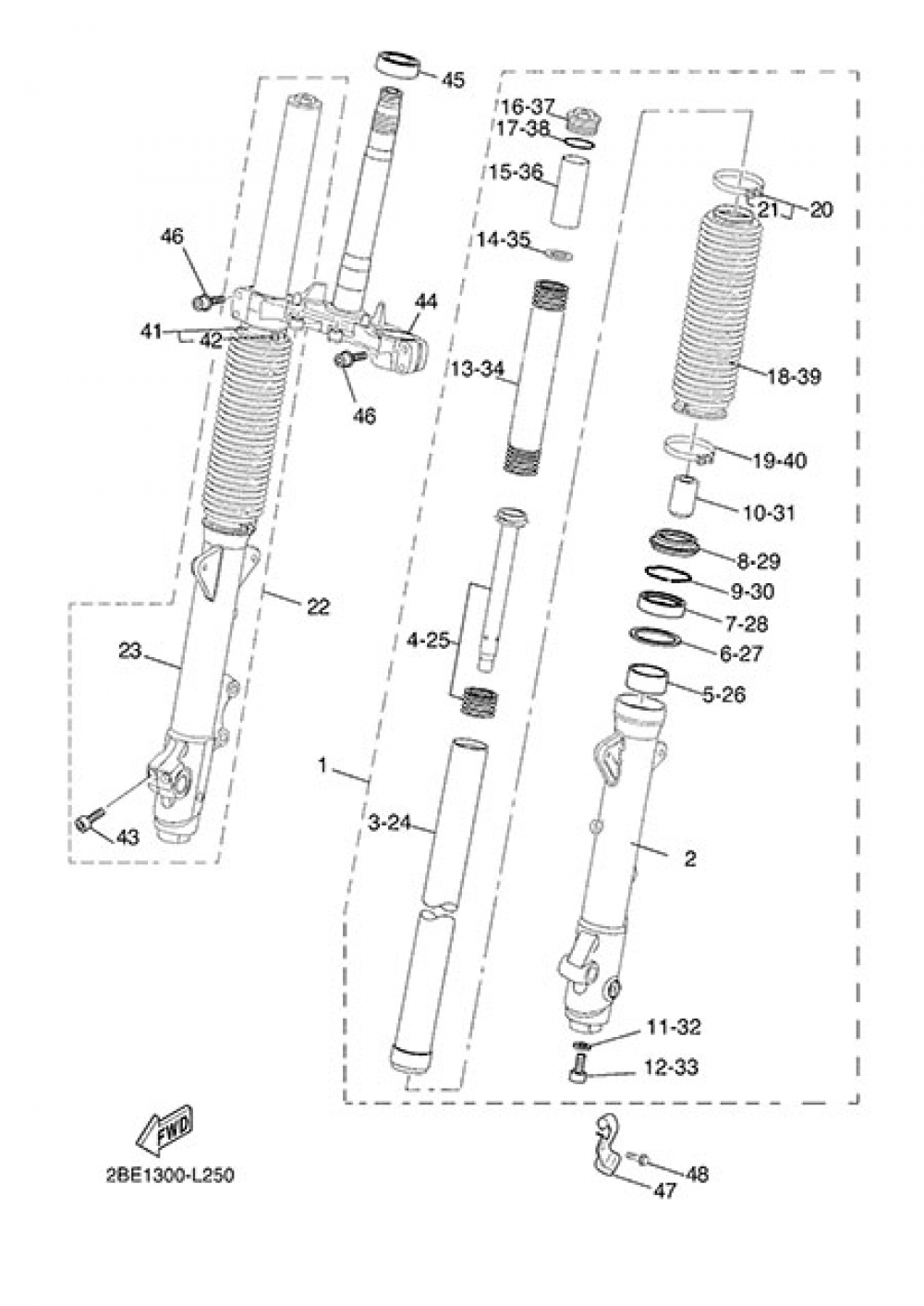 FRONT FORK Yamaha XT660Z Tenere ABS 2013
