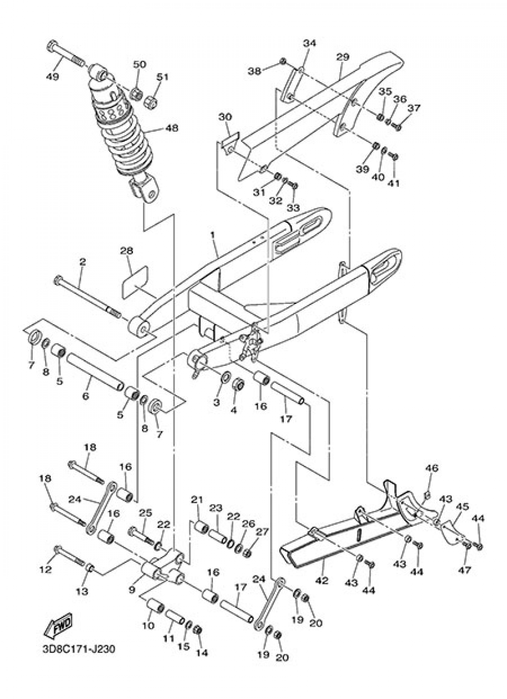 REAR ARM & SUSPENSION Yamaha XVS1300A Midnight Star 2014