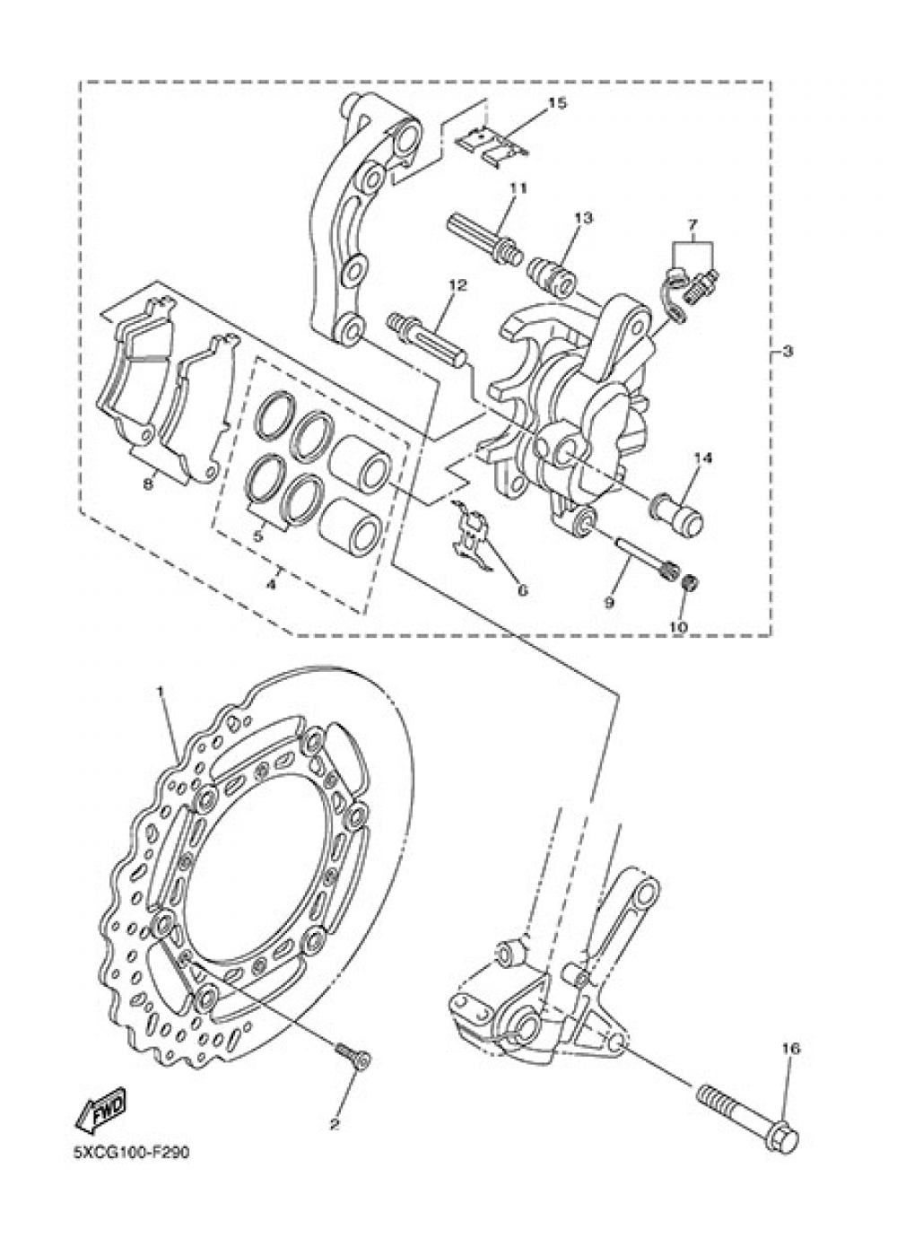 FRONT BRAKE CALIPER Yamaha YZ450F 2013
