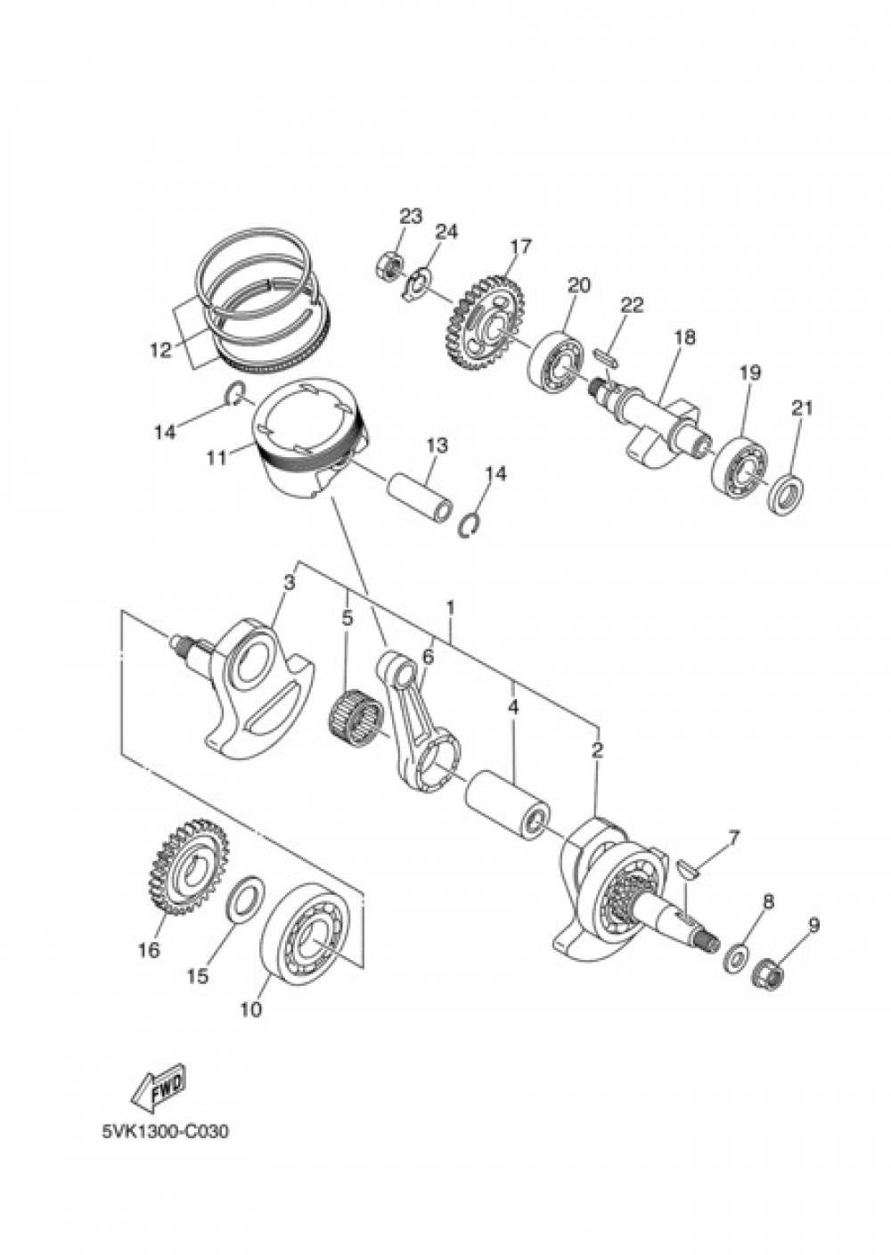 CRANKSHAFT & PISTON Yamaha XT660X 2004