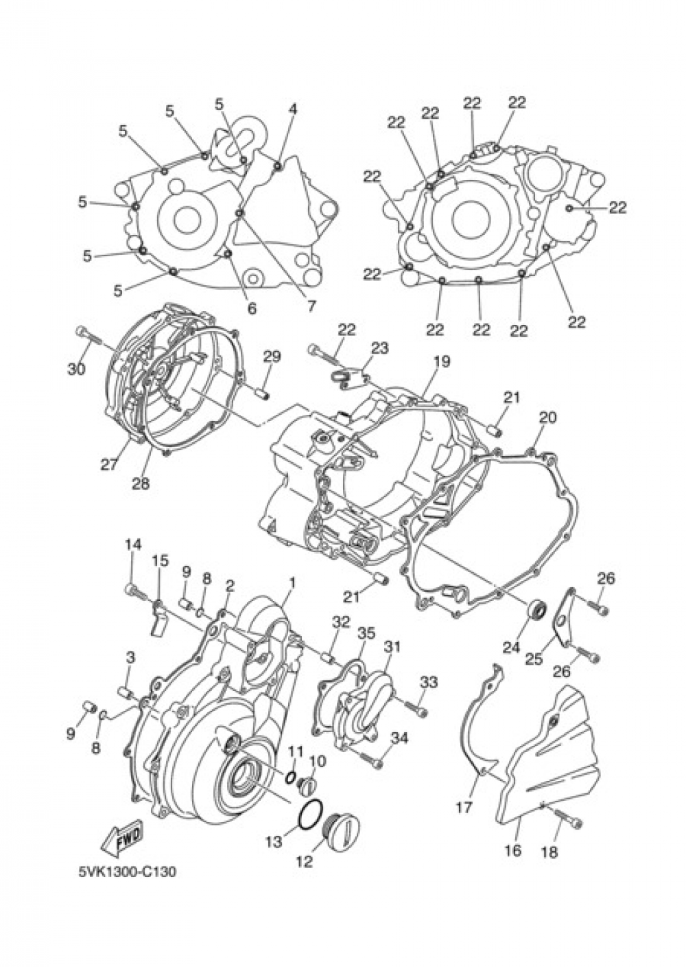 CRANKCASE COVER 1 Yamaha XT660X 2004