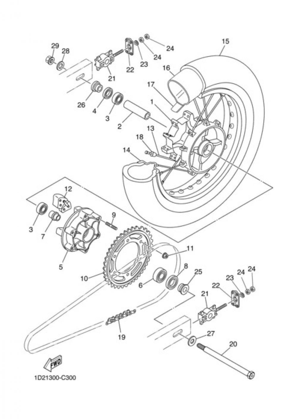 REAR WHEEL Yamaha XT660X 2004