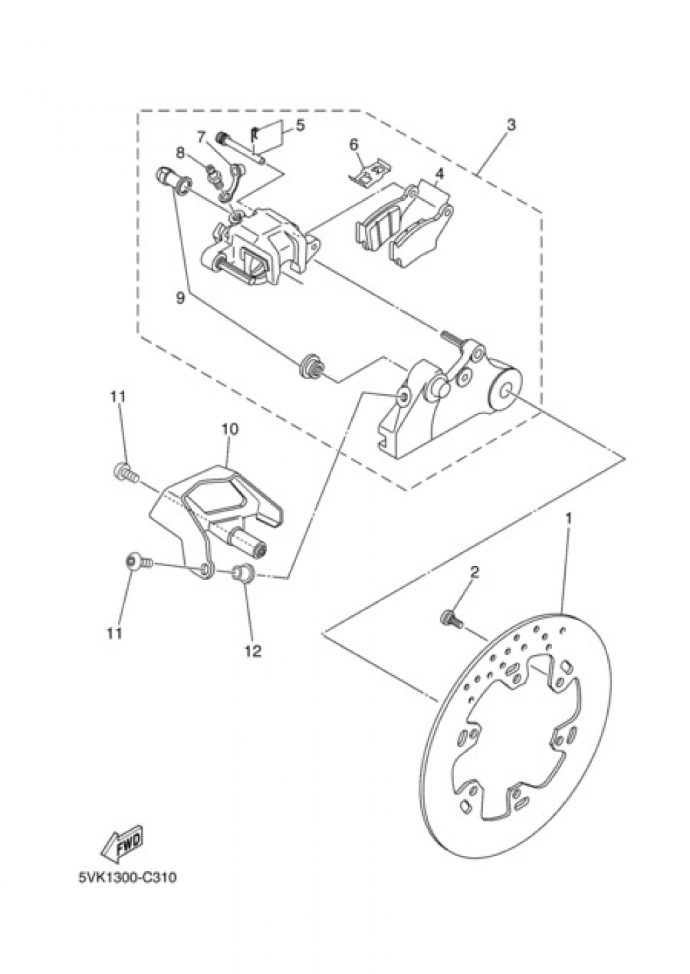 REAR BRAKE CALIPPER Yamaha XT660X 2004