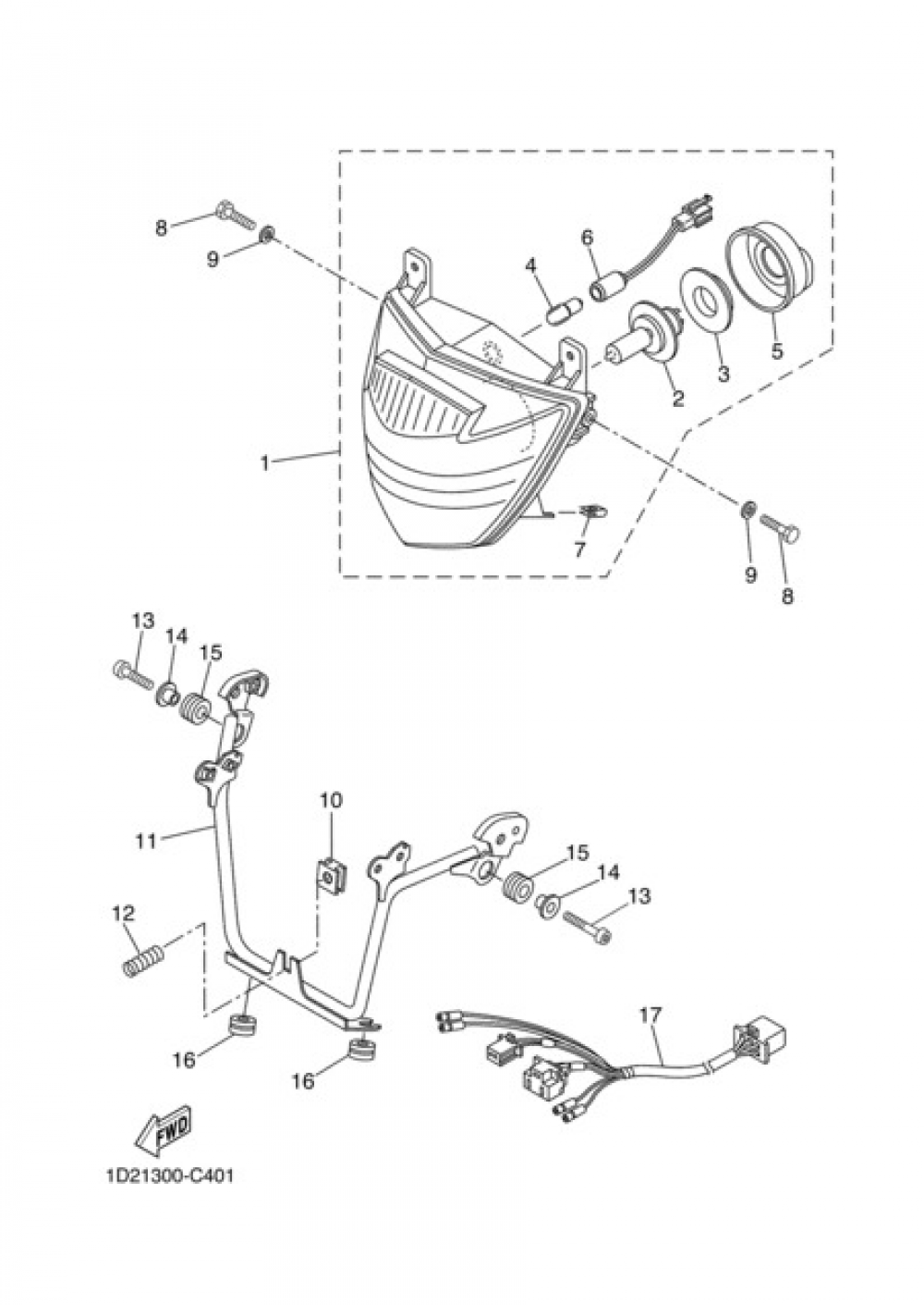 FRONT LIGHT Yamaha XT660X 2004