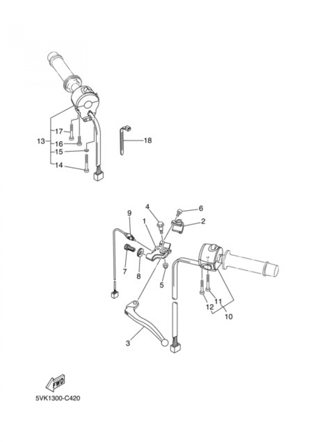HANDLEBAR SWITCH AND LEVER Yamaha XT660X 2004