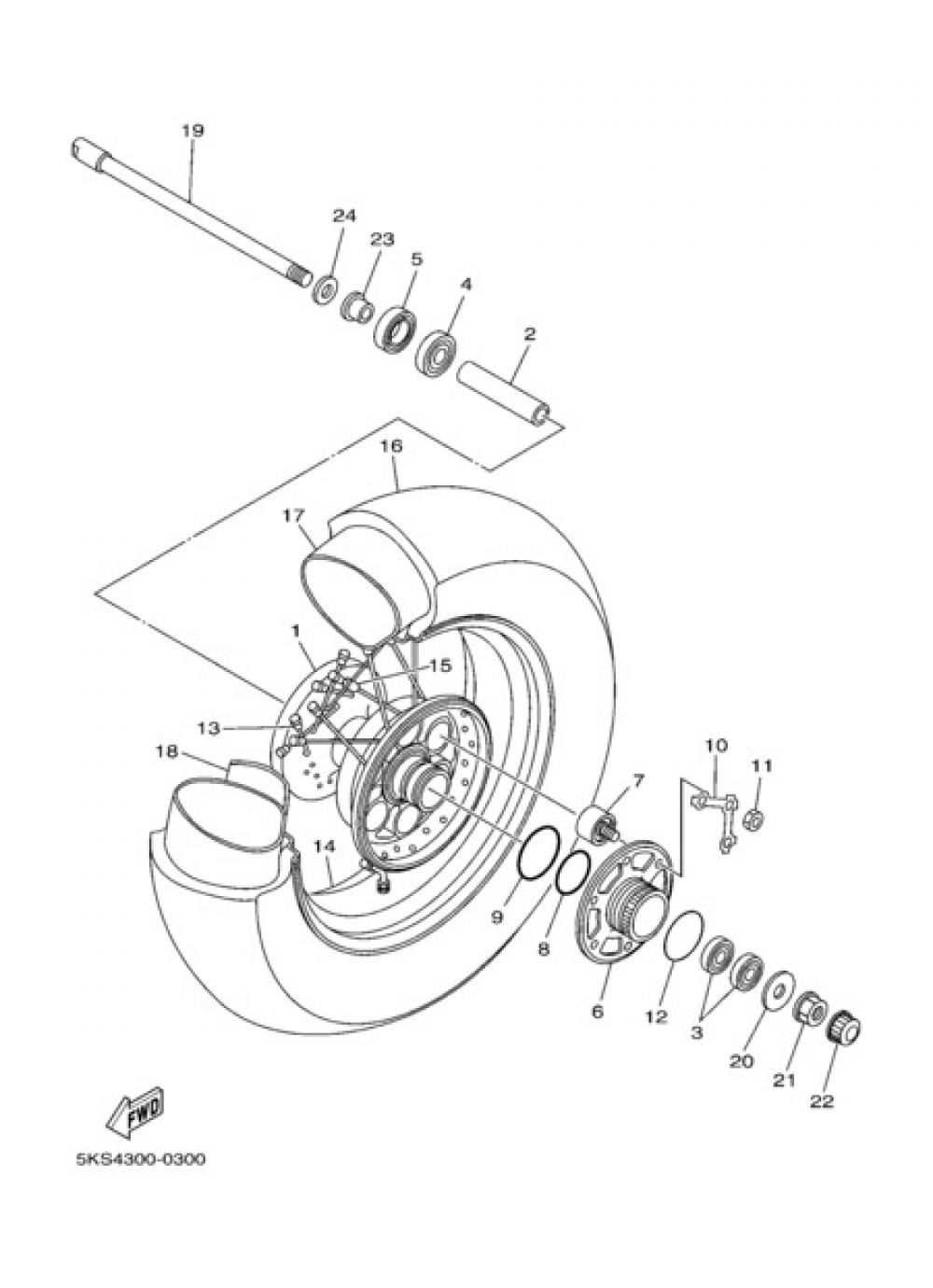 REAR WHEEL Yamaha XVS1100A Classic 2005