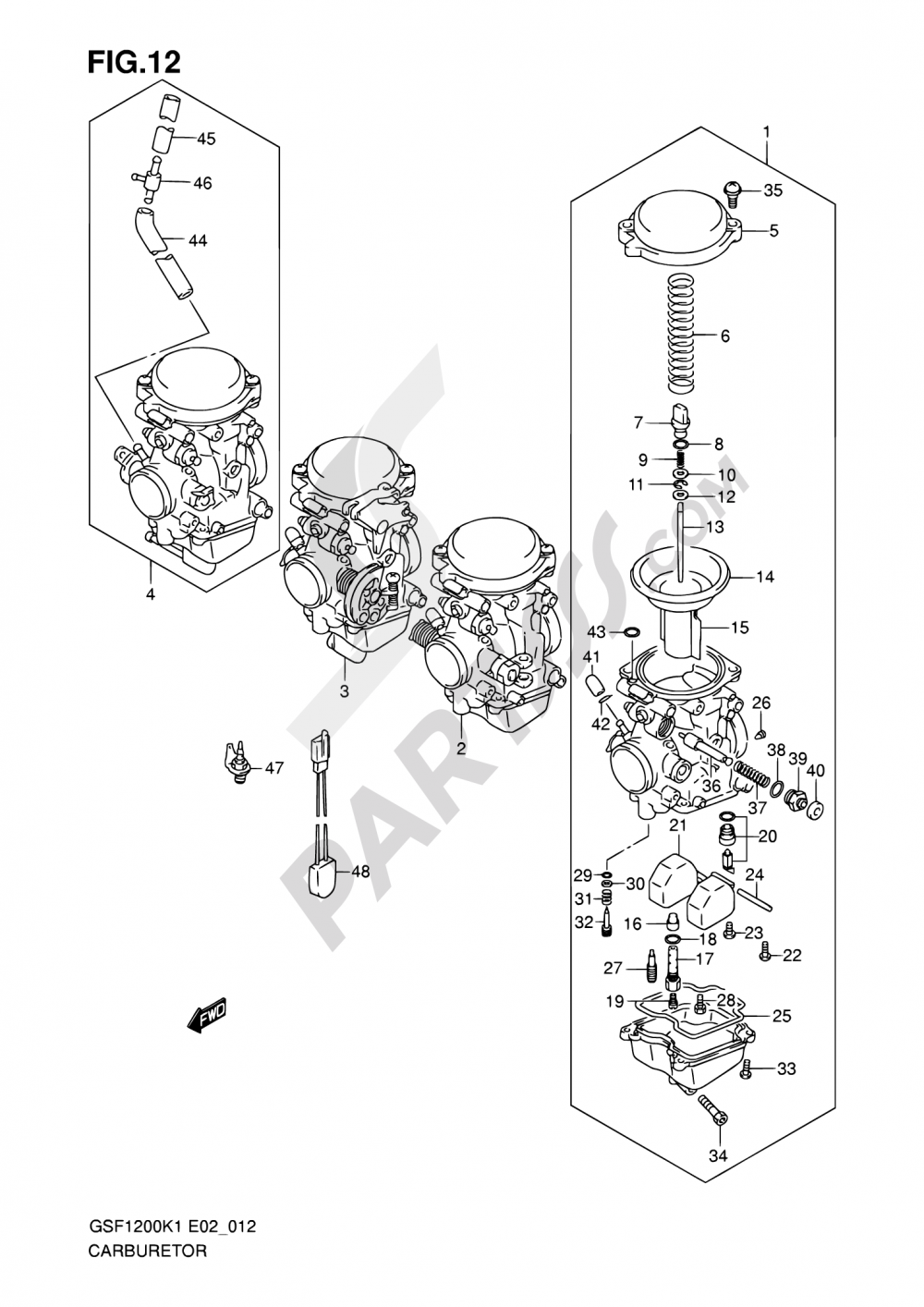 SUZUKI　GSF1200S　部品取り Oil-cooled GSF1200 genuine carburetor 