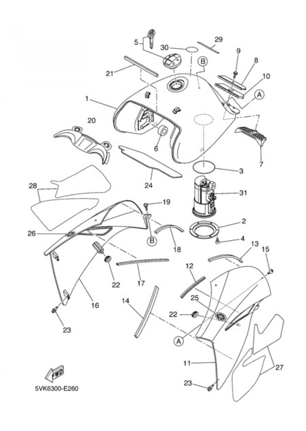 FUEL TANK Yamaha XT660R 2009