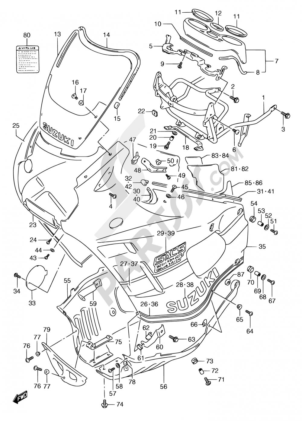 37 - COWLING (MODEL K) Suzuki GSX750F 1989