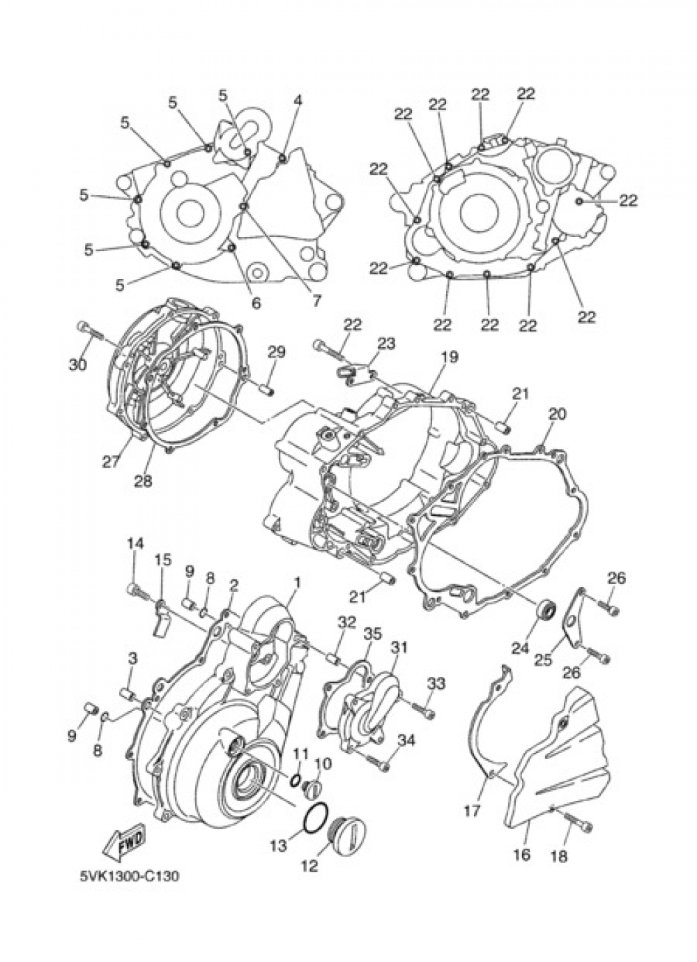 CRANKCASE COVER 1 Yamaha XT660R 2010
