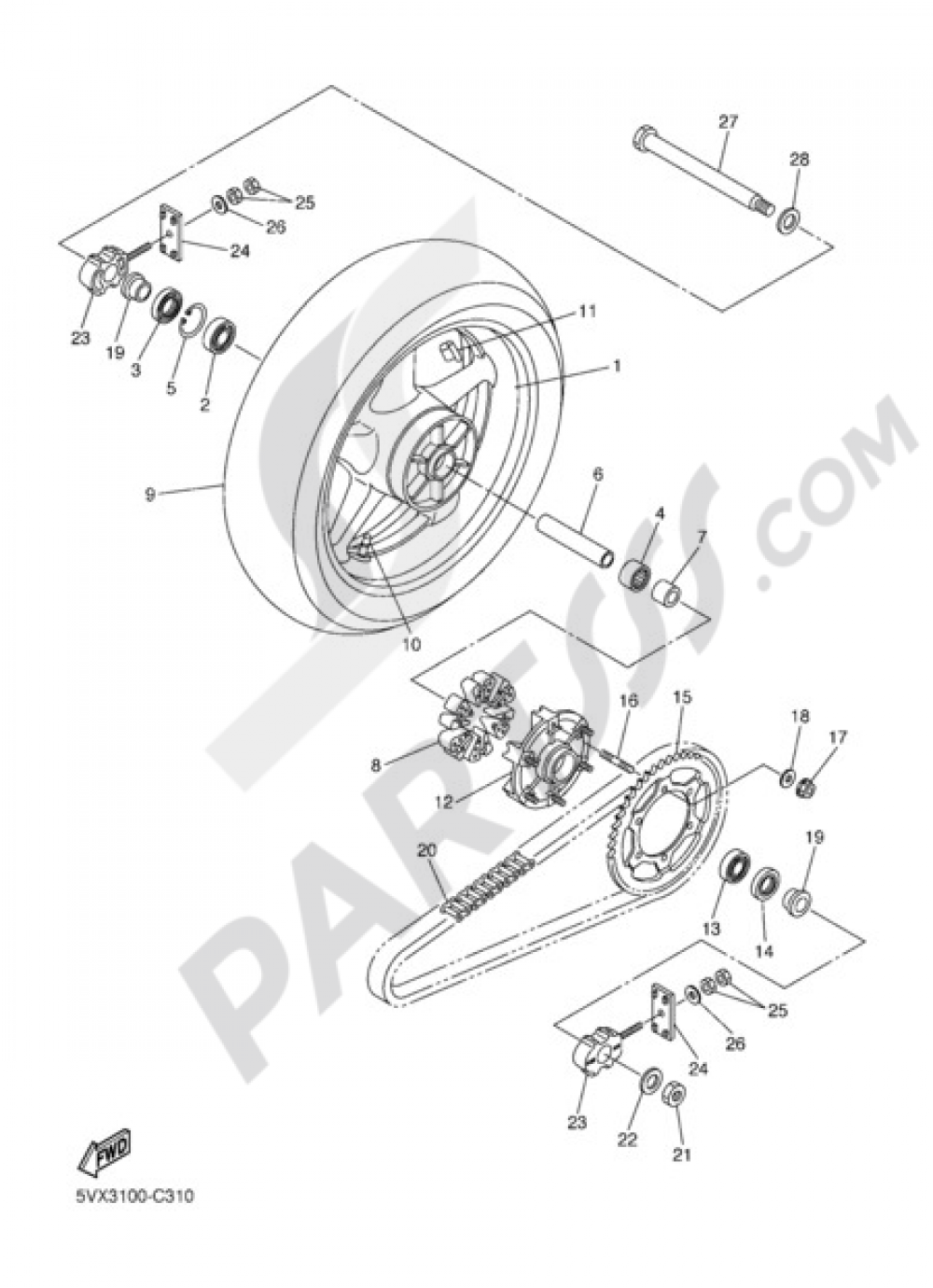 REAR WHEEL Yamaha FZ6 2005