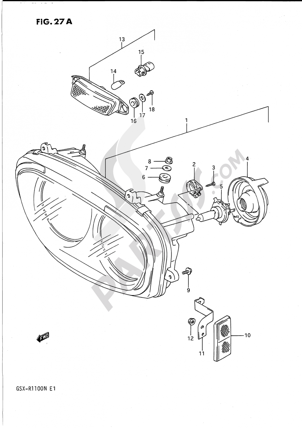27A - HEADLAMP (MODEL N) Suzuki GSX-R1100 1992