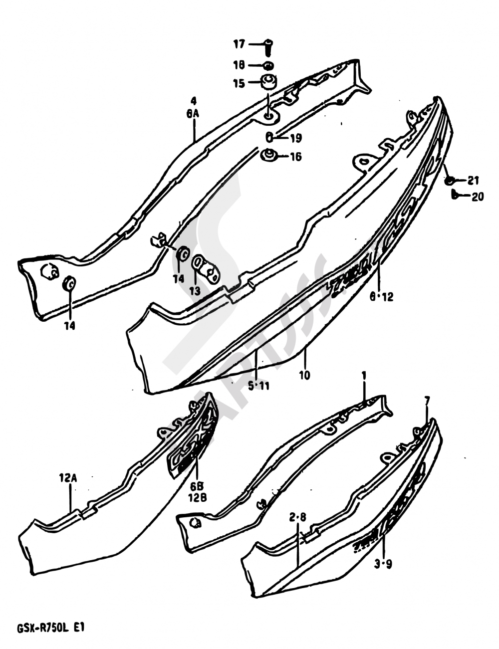 39 - FRAME COVER (MODEL J) Suzuki GSX-R750 1988