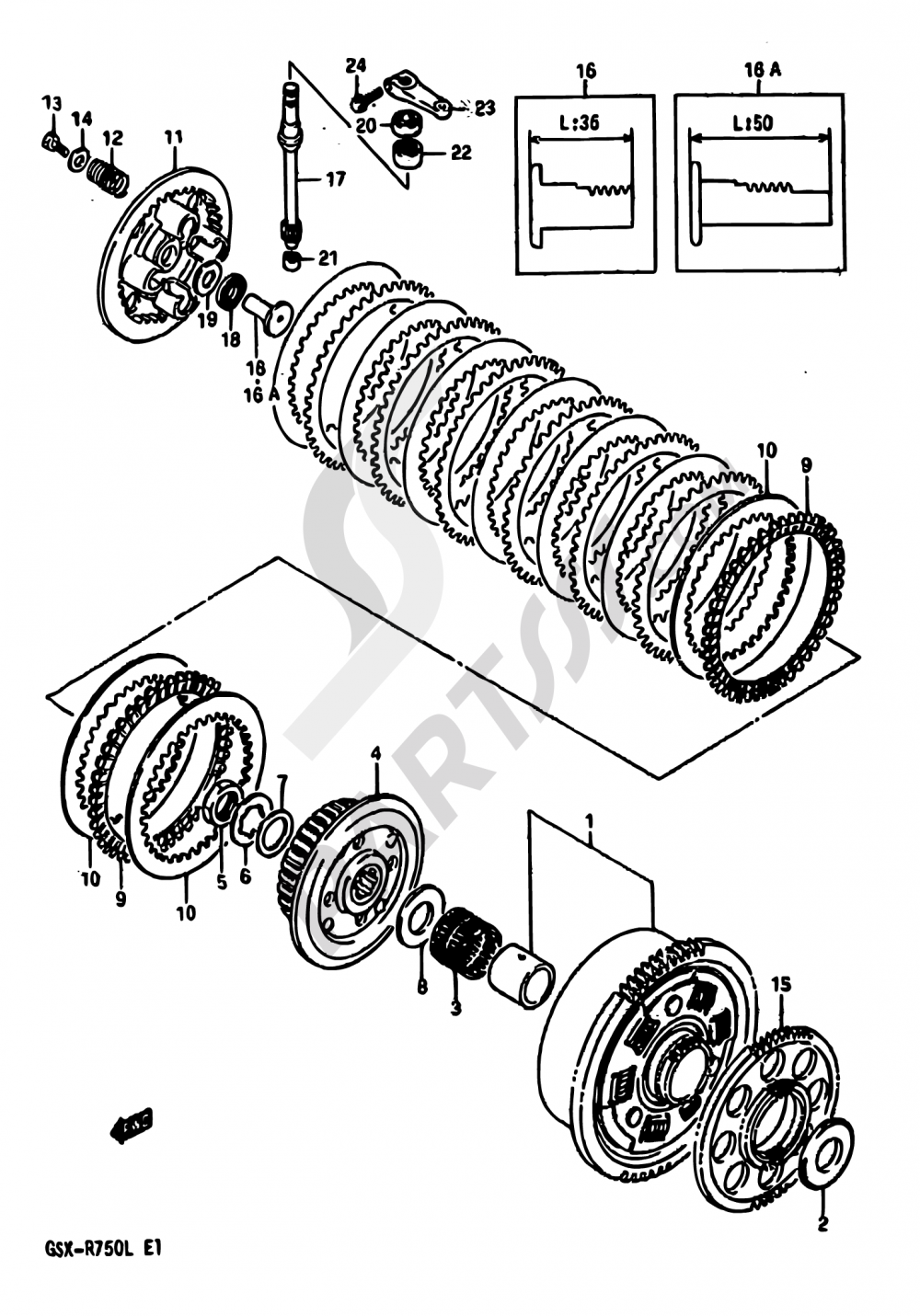 18 - CLUTCH (MODEL J/K) Suzuki GSX-R750 1988