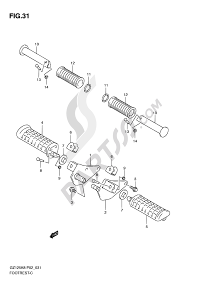 Suzuki MARAUDER GZ125 2010 31 - FOOTREST