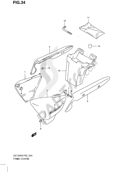 Suzuki MARAUDER GZ125 2010 34 - FRAME COVER