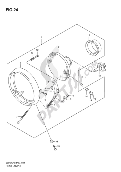 Suzuki MARAUDER GZ125 2010 24 - HEADLAMP (P19)