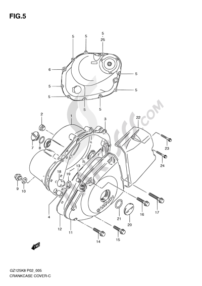 Suzuki MARAUDER GZ125 2010 5 - CRANKCASE COVER