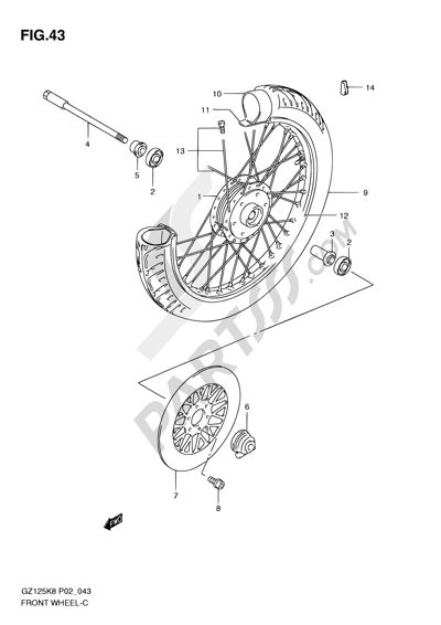 Suzuki MARAUDER GZ125 2010 43 - FRONT WHEEL