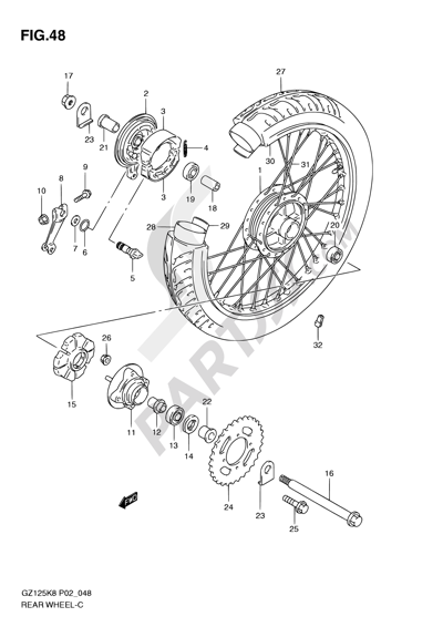 Suzuki MARAUDER GZ125 2010 48 - REAR WHEEL