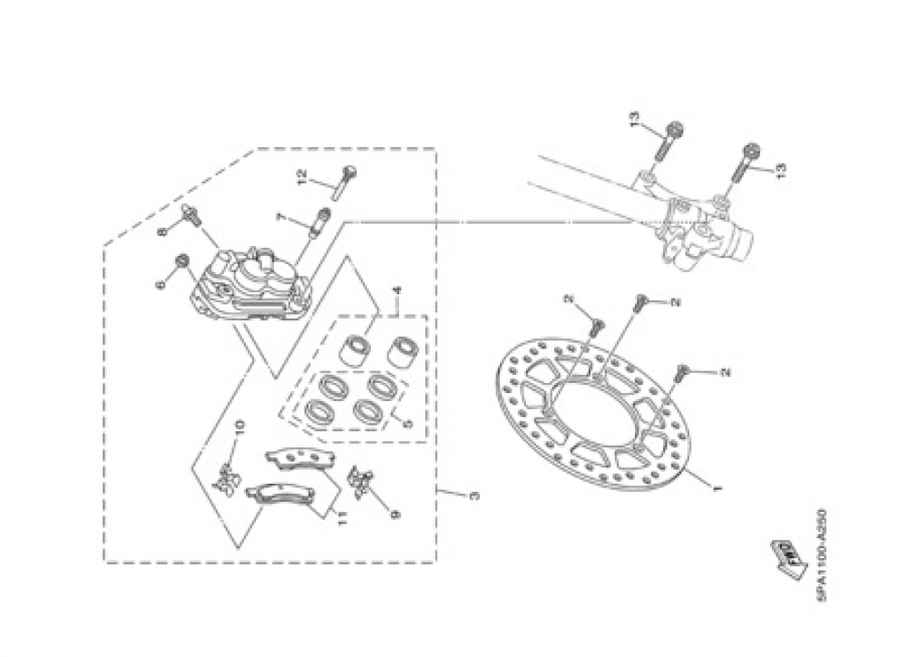 FRONT BRAKE CALIPER Yamaha YZ85 2002