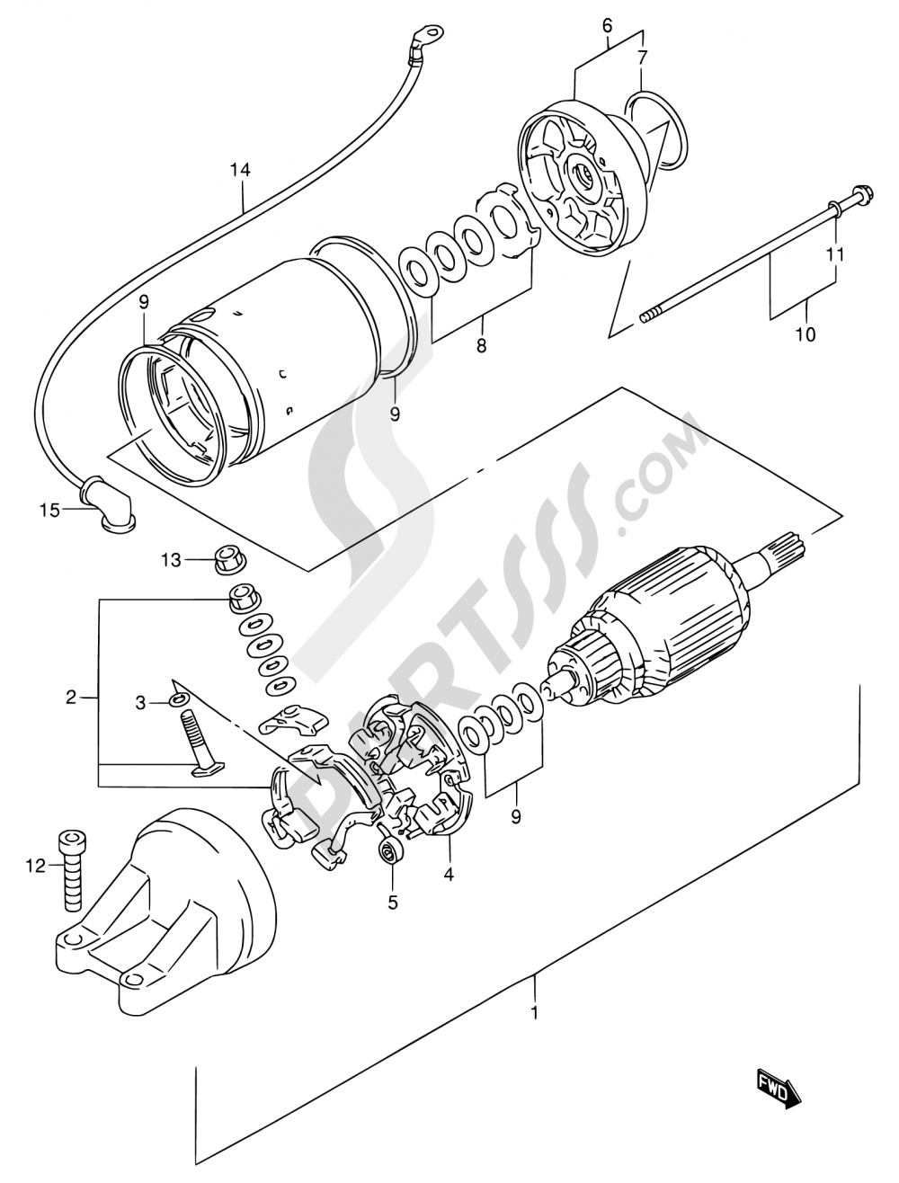 23 - STARTING MOTOR Suzuki RF900R 1996