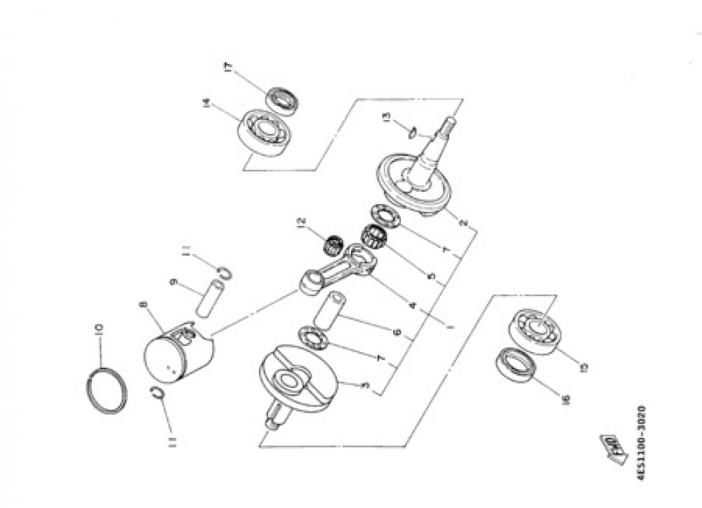 CRANKSHAFT PISTON Yamaha YZ85 2003