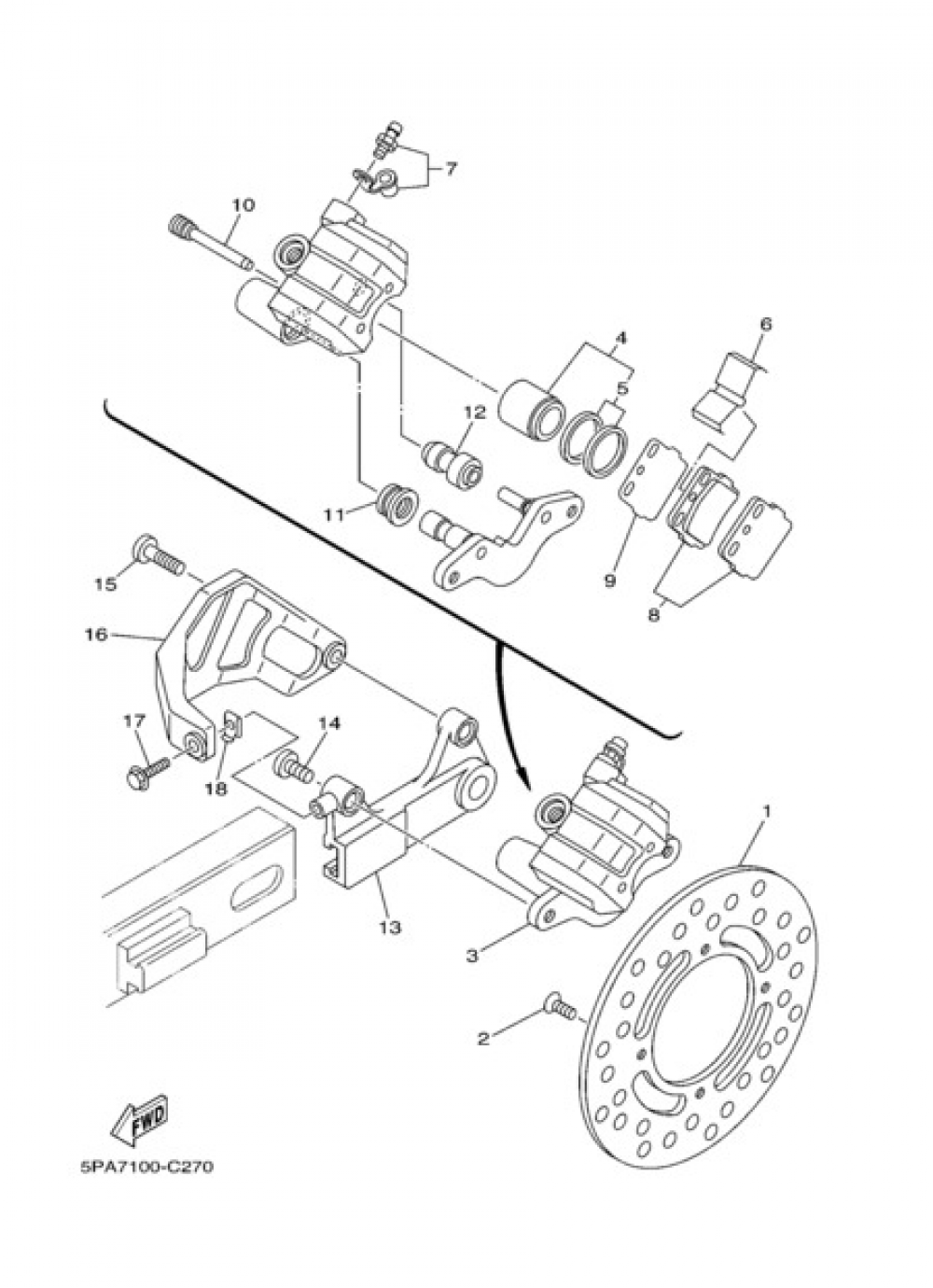 REAR BRAKE CALIPER Yamaha YZ85 2009