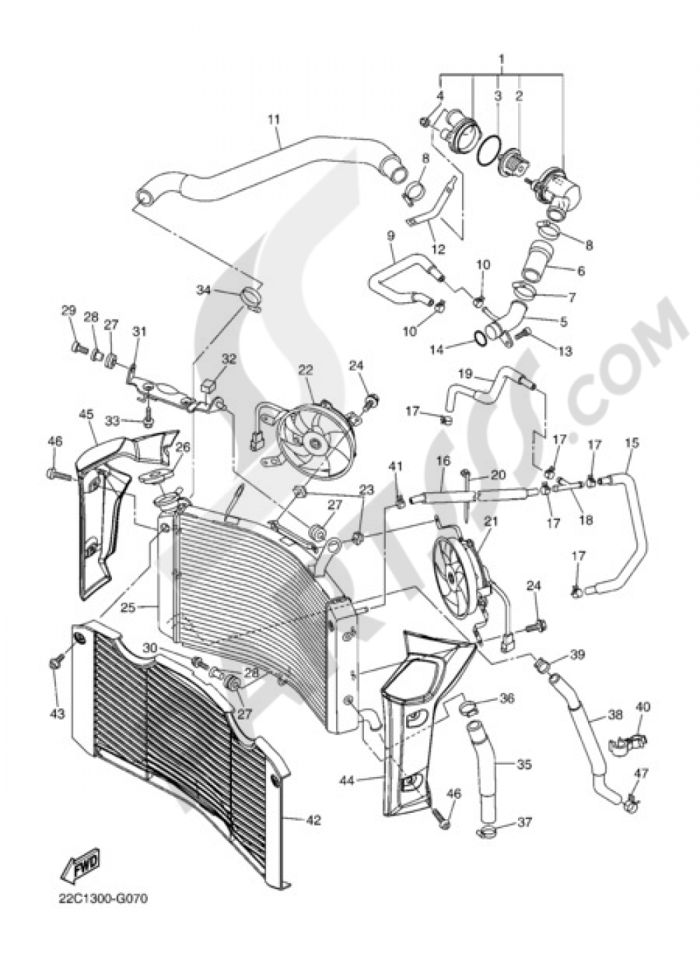 RADIATEUR & TUYAU Yamaha FZ1 ABS 2008