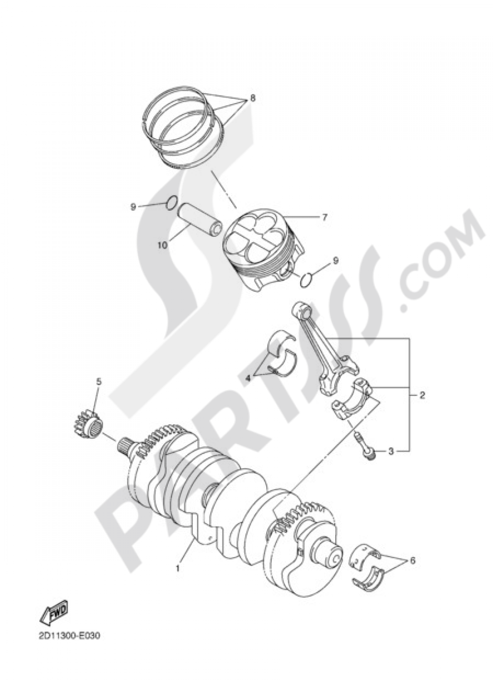 CRANKSHAFT & PISTON Yamaha FZ1 ABS 2008