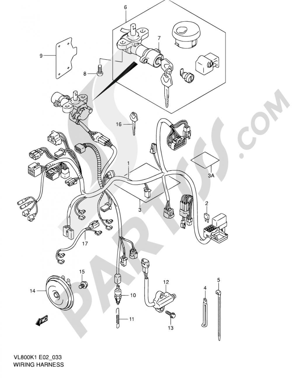 33 - WIRING HARNESS (VL800K1/K2) Suzuki INTRUDER VL800 2001