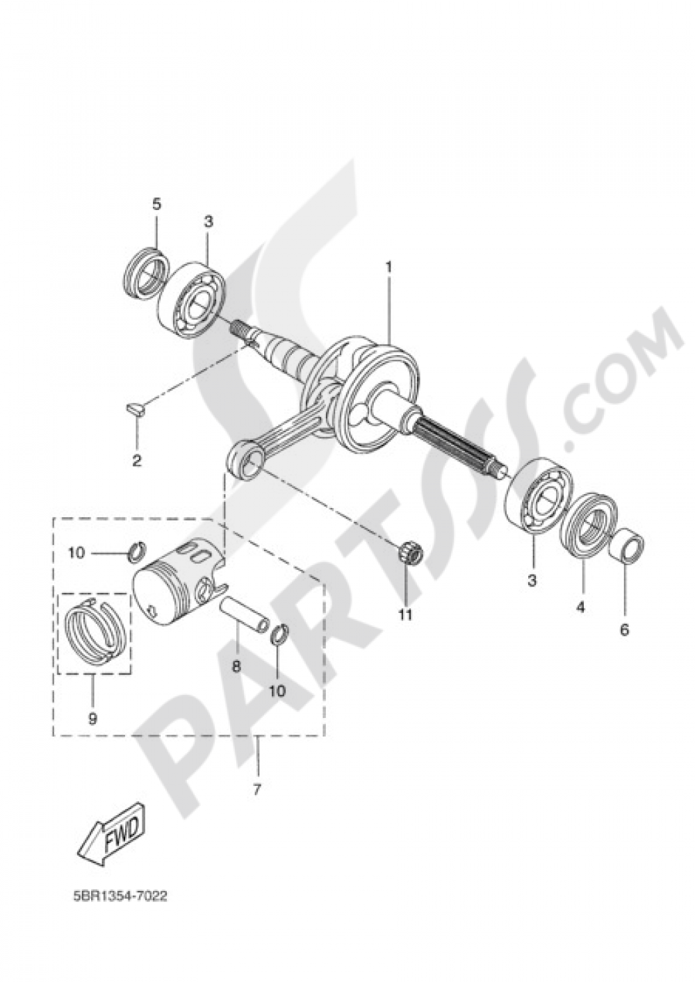 CRANKSHAFT & PISTON Yamaha Why 2005