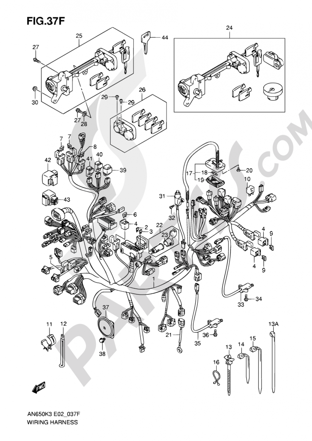 37F - WIRING HARNESS (AN650AK5 E24) Suzuki BURGMAN AN650 2005