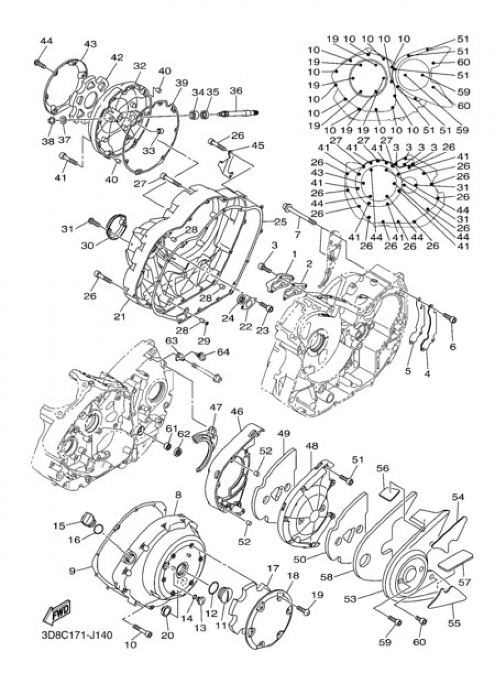 CRANKCASE COVER 1 Yamaha XVS1300A Midnight Star 2010