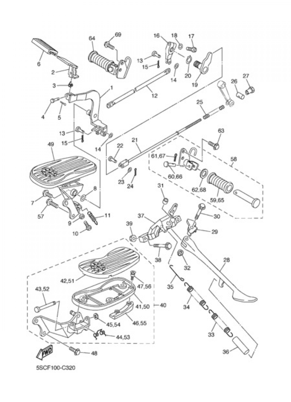 STAND & FOOTREST Yamaha XVS650A 2006