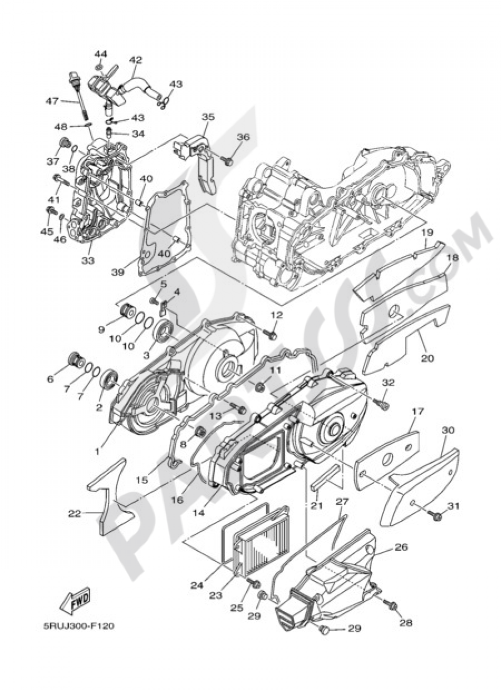 CRANKCASE COVER 1 Yamaha Majesty 400 ABS 2008