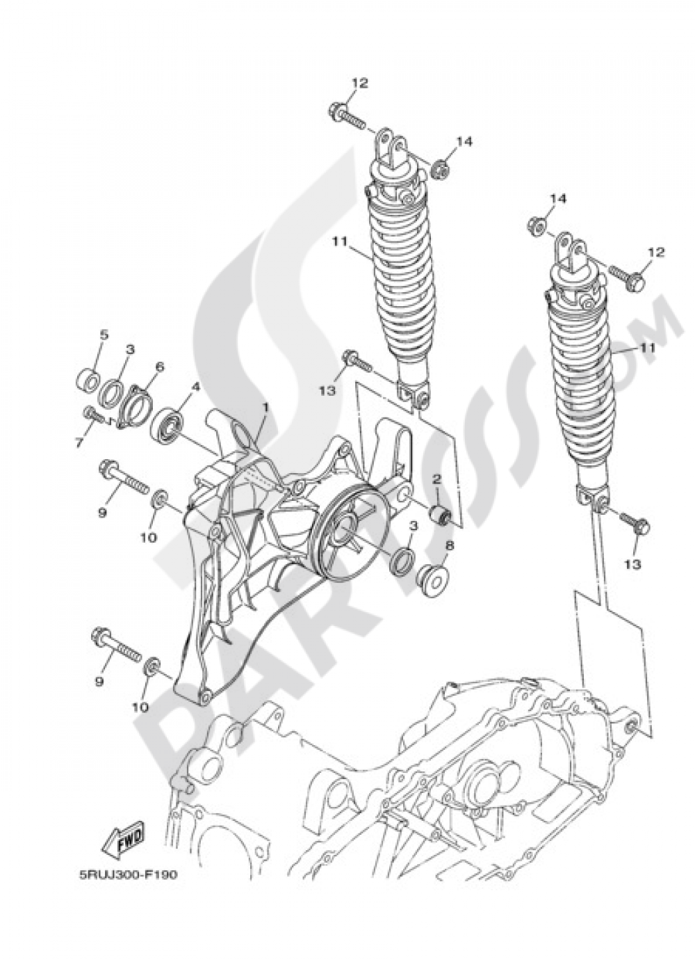 REAR ARM & SUSPENSION Yamaha Majesty 400 ABS 2008