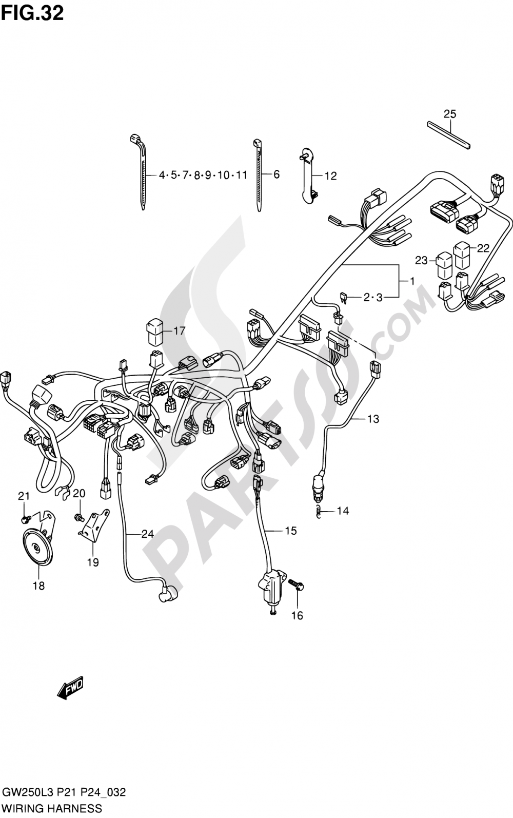 32 WIRING HARNESS (GW250L3 P21) Suzuki INAZUMA GW250 2013
