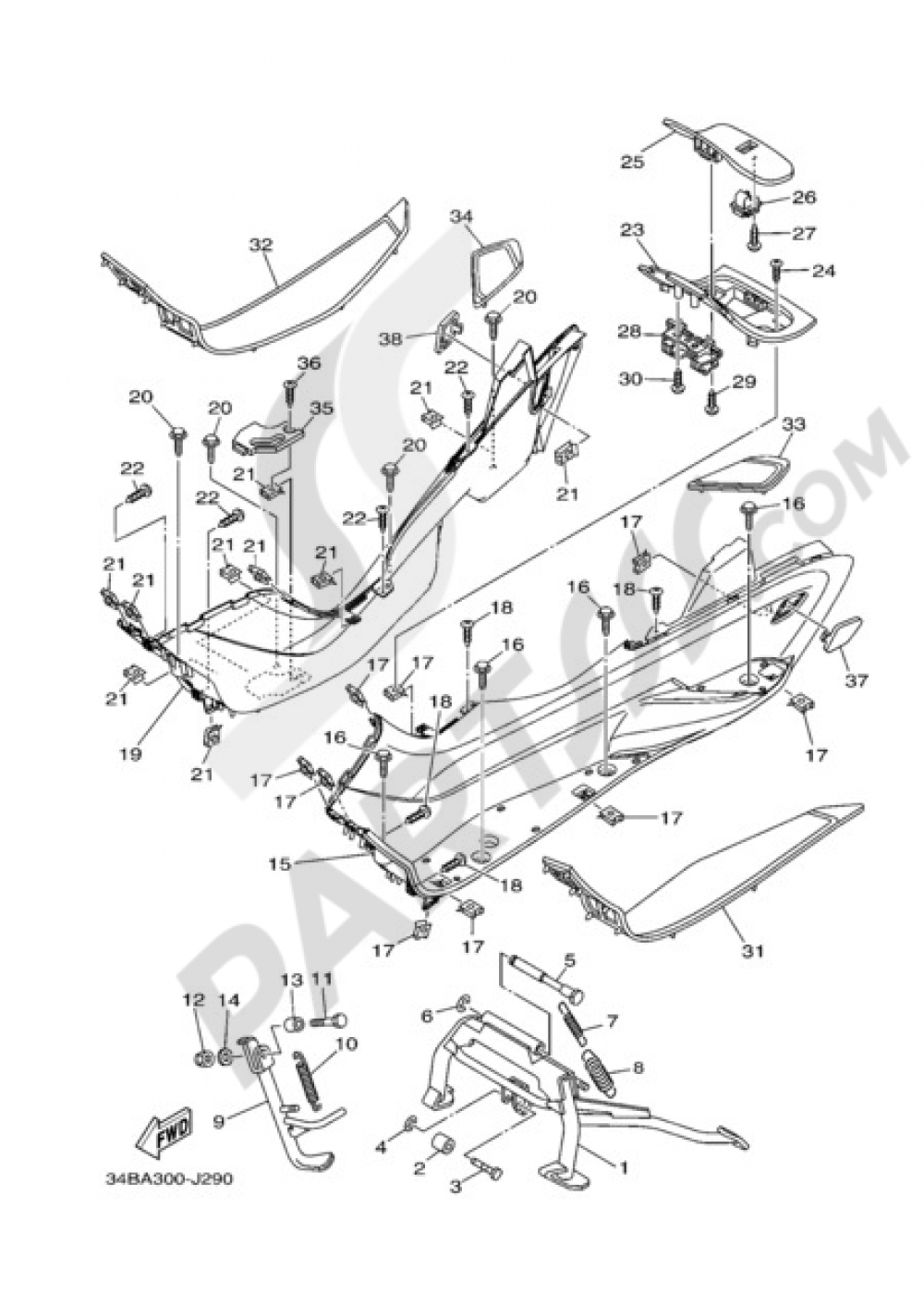 STAND & FOOTREST Yamaha Majesty 400 ABS 2010