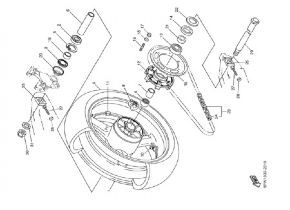 ROUE ARRIERE Yamaha YZF-R1 2003