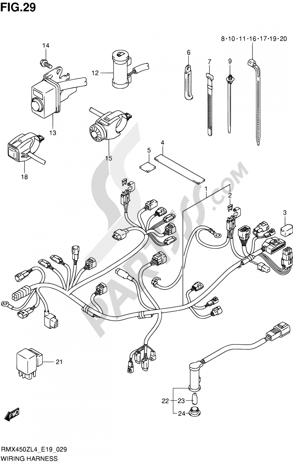 29 - WIRING HARNESS Suzuki RMX450Z 2014