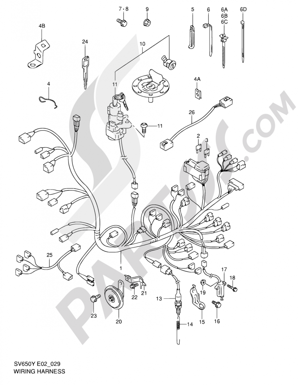 29 WIRING HARNESS (SV650X/UX/Y/UY/K1/UK1/K2/UK2) Suzuki SV650 2001