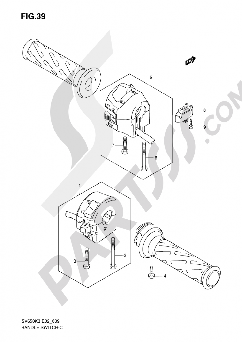 39 - HANDLE SWITCH (SV650K3/K4/K5/K6/K7/UK3/UK4/UK5/UK6/UK7/UAK7) Suzuki SV650 2003