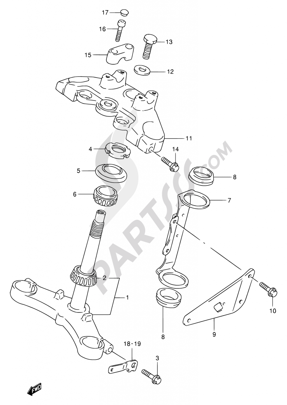 42 - STEERING STEM (MODEL V/W/X/Y) Suzuki TU250X 1999