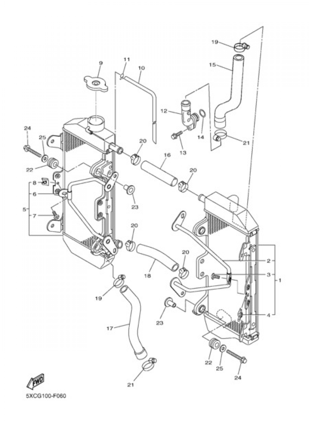 RADIATOR AND HOSE Yamaha YZ250F 2007